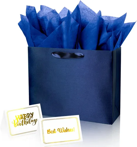 Miniatura 10 de Bolsa de regalo beige con papel de seda de color sólido sedoso para mujeres y hombres, boutique, cumpleaños, aniversario, boda, 13 pulgadas