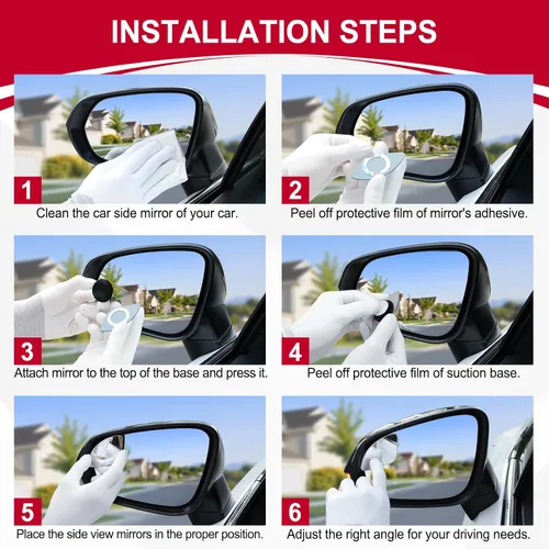 Miniatura 4 de LivTee Espejo de punto ciego para vehículo, con forma de ventilador asimétrico, vidrio HD sin marco, espejo retrovisor convexo con gran ángulo