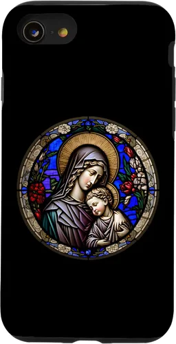 Miniatura 17 de Funda para iPhone 11 Religious Blessed Virgin María y Jesús con diseño de vidrieras