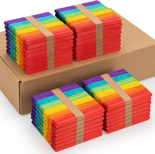 Miniatura 8 de WISYOK 120 palitos de paletas de colores prémium para manualidades, palitos de madera de colores de 4.5 pulgadas, palitos de helado, palitos