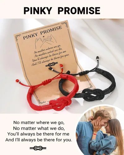 Miniatura 5 de Eryuor Pinky - Pulseras de nudo de promesa, regalos para parejas, Navidad, aniversario, día de San Valentín, regalos para hombres, mujeres, novio
