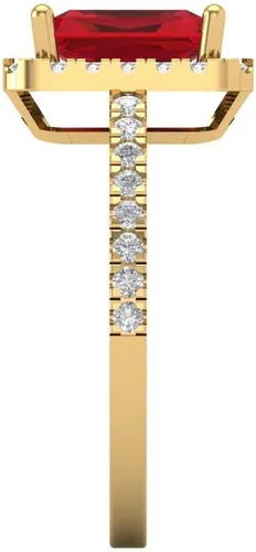 Miniatura 3 de Anillo solitario de corte esmeralda brillante de 1,79 quilates con acento impecable, ideal VVS1 de imitación de rubí rojo, compromiso