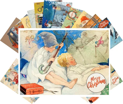 Miniatura 16 de PIXILUV Postales vintage (24 piezas de 4 x 6 pulgadas cada una) magníficos paisajes mágicos nevados postales de Navidad postales retro tarjeta