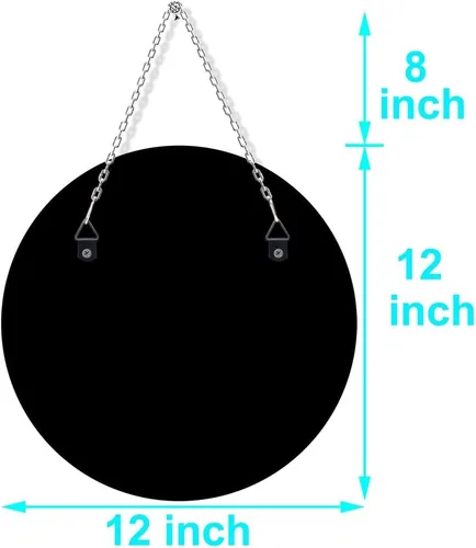 Miniatura 7 de QMDECOR Juego de 2 espejos plateados de cristal estrellado con diamantes, forma redonda, diámetro de 12 pulgadas con cadena de hierro, espejo