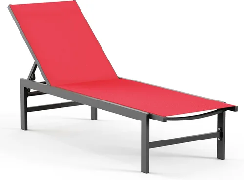 Miniatura 21 de Vexwalx Sillón para exteriores para piscina, tumbonas de aluminio con sillón reclinable de 5 posiciones, silla de patio para patio trasero, junto a