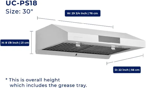 Miniatura 3 de Hauslane Campana Extractora de 30 Pulgadas - Campana Extractora Debajo del Gabinete de 30" de Acero Inoxidable para Cocina, Campana de Ventilación