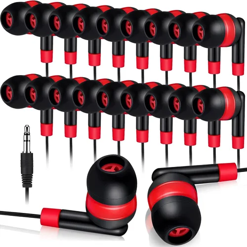 Miniatura 11 de Kanayu Paquete de 100 auriculares con cable a granel para aulas, auriculares básicos para estudiantes, sin micrófono, con conector de 0.138 in