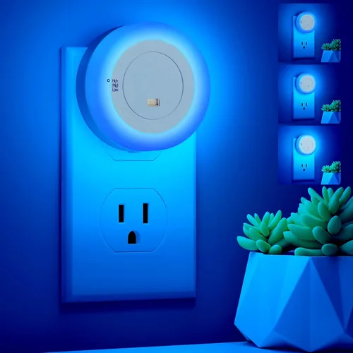 Miniatura 7 de FOLKSMATE - Luz nocturna LED, luz nocturna regulable con sensor de atardecer a amanecer para enchufe, para baño, dormitorio, habitación de adultos