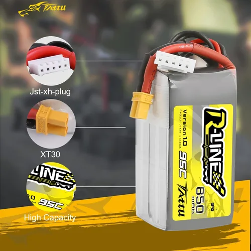 Miniatura 3 de Tattu Batería Lipo R-Line de 850mAh 4s 95C 14.8V con enchufe XT30