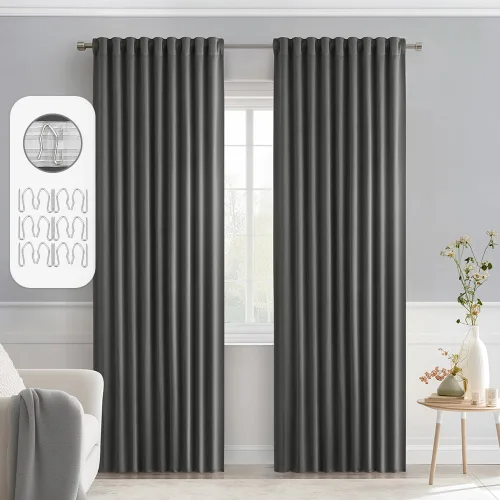 Miniatura 36 de MIULEE Cortinas opacas con pestaña trasera de 63 pulgadas de largo, juego de 2 paneles para sala de estar, dormitorio, privacidad, bolsillo