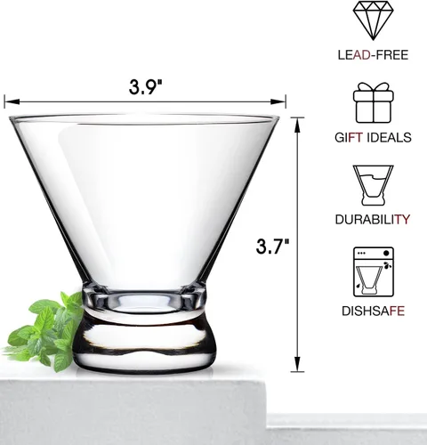 Miniatura 6 de LUNA & MANTHA - Juego de 12 vasos de Martini sin tallo para cóctel, para Margarita, Manhattan, Cosmopolitan, bar en casa, fiestas nocturnas