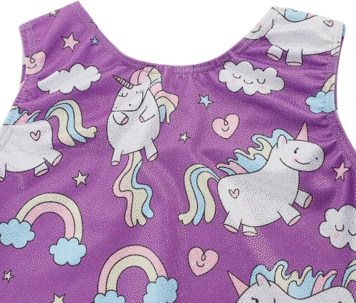 Miniatura 134 de HOZIY - Leotardos de gimnasia con pantalones cortos brillantes para niñas pequeñas; estampados de unicornio, aurora, arco iris, sirena, dinosaurio