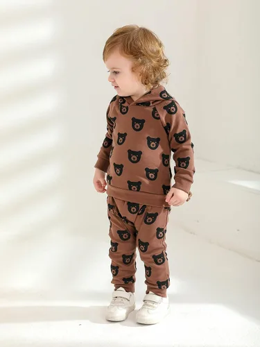 Miniatura 27 de Ropa de bebé niño niño manga larga con estampado de oso + pantalones deportivos