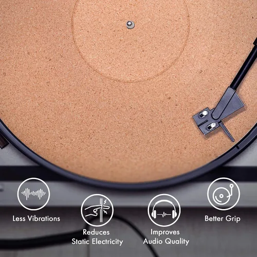 Miniatura 3 de PRO SPIN - Tapete giratorio de corcho para tocadiscos de vinilo LP (0.118 pulgadas) Tapete para tocadiscos con soporte de sonido acústico de alta