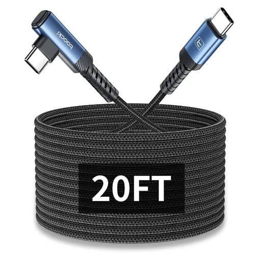 Miniatura 13 de Cable de carga USB C a USB C (3.3 pies, paquete de 2), cable de carga tipo C de 60 W, cable de carga rápida de ángulo recto USBC a USBC para iPhone