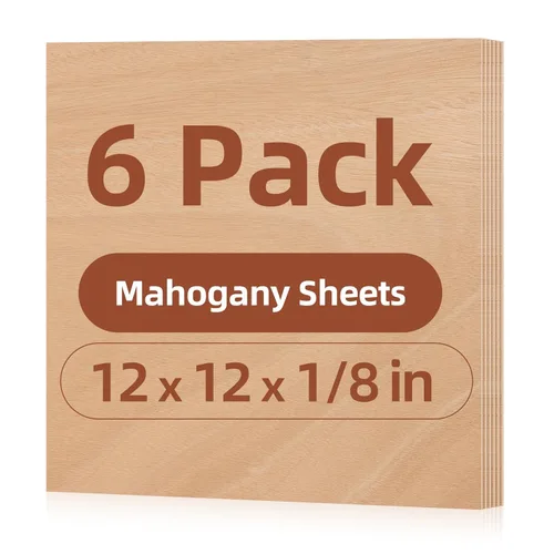Miniatura 40 de Paquete de 12 hojas de tilo Rowood, 12x12x1/8pulgadas, tilo de 3mm para corte láser, kits de manualidades para adultos, tablero de madera
