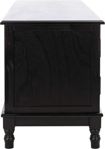 SAFAVIEH Ozark Soporte de TV para pantalla plana de hasta 55 pulgadas, negro, 2 puertas con almacenamiento interior, 2 estantes abiertos, consola
