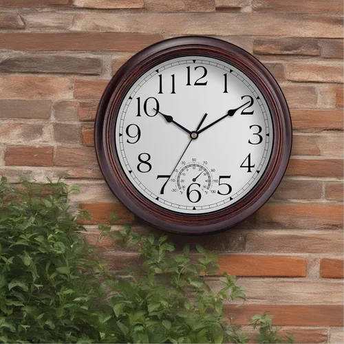 Miniatura 3 de KECYET Reloj de pared para exteriores de 12 pulgadas con termómetros, reloj de pared silencioso vintage que funciona con pilas, reloj retro sin