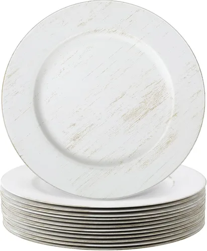Miniatura 25 de Tanlade 50 Platos Base Plateados al Por Mayor, Plato Base Redondo de Plástico de 13", Platos Base Brillantes Plateados para Mesa, Platos de Servicio
