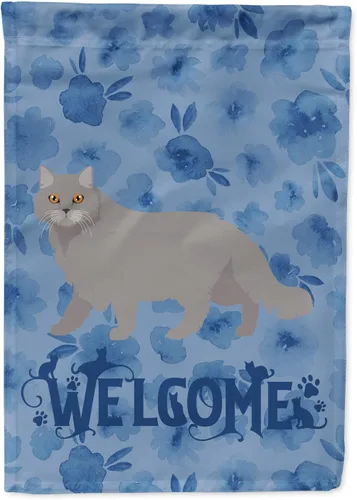 Miniatura 217 de Caroline's Treasures CK4813CHF - Bandera de bienvenida con gato abisinio azul, manga grande, para porche, para colgar en la pared, poliéster