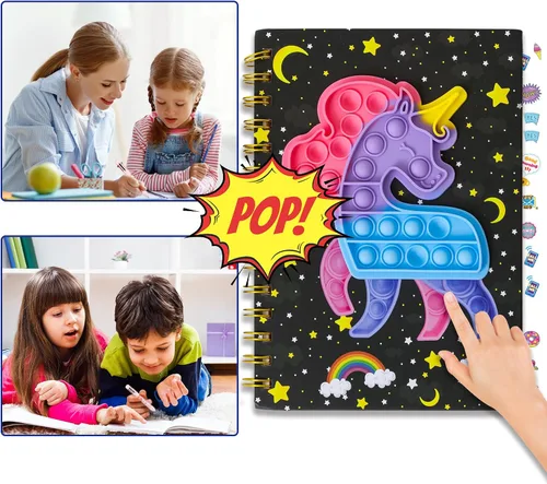 Miniatura 5 de windrio Cuaderno de burbujas para niños, cuaderno de burbujas para niñas, cuaderno de espiral para niños, diario de 8.1 x 5.7 pulgadas con 8