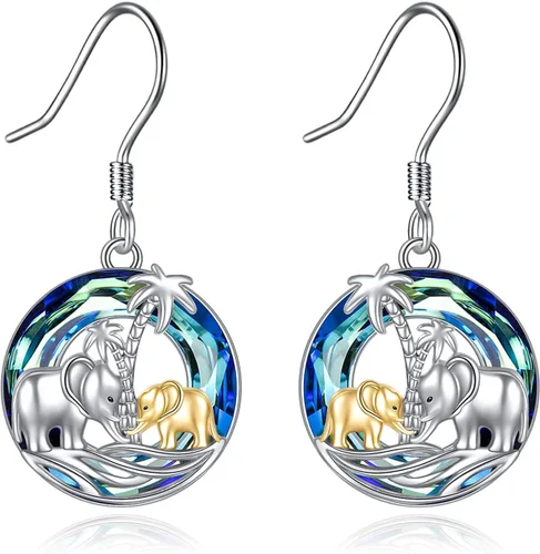 Miniatura 47 de POPKIMI Bonitos aretes colgantes de animales, joyería de animales, regalos de cumpleaños y Navidad para mujeres, aretes de ópalo de cristal de plata