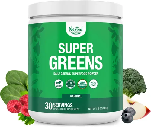 SUPER GREENS | Veggie Greens Superfood en polvo con 20 ingredientes orgánicos: espirulina, chlorella, cebada y otros, además de frutas orgánicas,