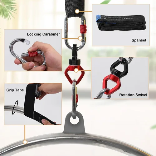 Miniatura 2 de KROFEM Aerial Lyra Hoop Kit (85CM/90CM), Professional Yoga Starter Set with Rigging Hardware Kit for Home, Exercise, Performance, 32mm Thickness
