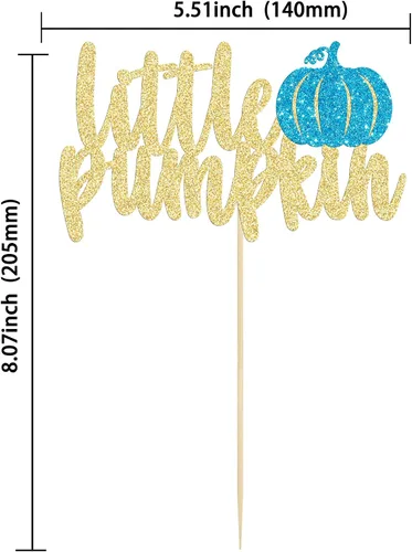 Miniatura 2 de Gyufise Decoración de pastel de calabaza – Decoración azul para pastel de baby shower para cumpleaños, Halloween, suministros de fiesta de Acción