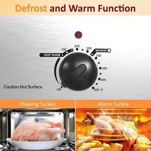 Miniatura 7 de Sunvivi Horno asador eléctrico con tapa visible, horno asador de pavo de 24 cuartos de galón con sartén y estante extraíbles, acero inoxidable