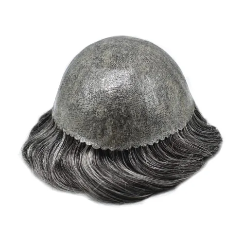 Miniatura 5 de Toupee - Pieza de pelo para hombre, piezas de pelo duraderas de poliéster atadas a mano, sistema de reemplazo de cabello humano virgen europeo, 8 x