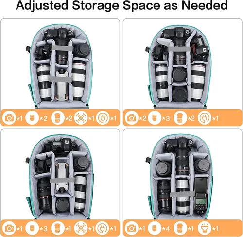 Miniatura 3 de MOSISO Mochila para Cámara, Bolsa de Cámara Fotográfica DSLR/SLR/Sin Espejo de 15-16 Pulgadas, Estuche Rígido Impermeable con Soporte para Trípode