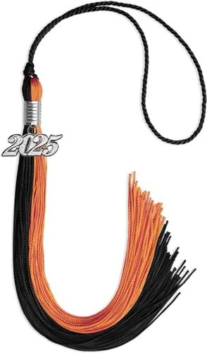 Miniatura 90 de Endea Graduation Borla de doble color con gota de fecha plateada (negro/oro antiguo, 2025)