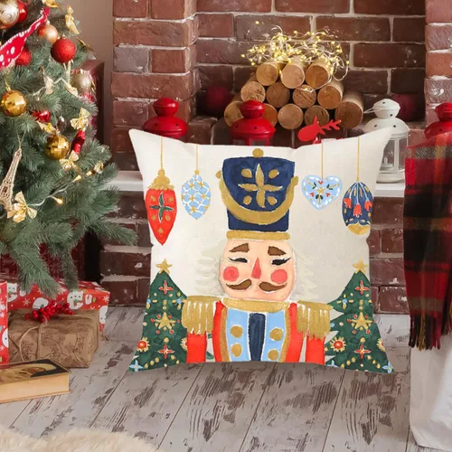 Miniatura 3 de Fundas de almohada navideñas de 18 x 18 pulgadas, decoración de cascanueces de Feliz Navidad, decoración de vacaciones, casa de campo, Navidad