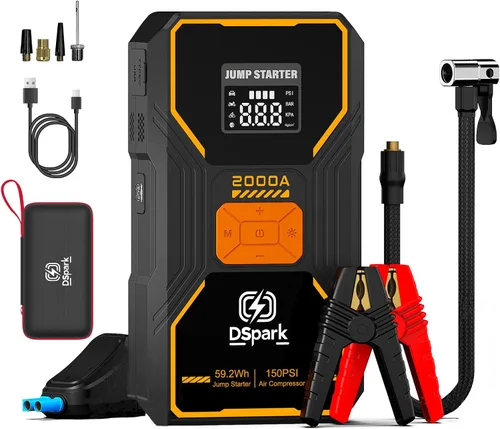 Miniatura 7 de Arrancador de coche compacto de 2000 A, ultra portátil y seguro para principiantes, para hasta 7.0 L de gasolina/6.5 L de diésel, caja de salto