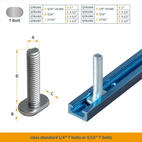 Miniatura 3 de POWERTEC 71118-P3, paquete de 6, pista en T universal de perfil de doble corte de 24 pulgadas con agujeros de montaje preperforados, pista en T