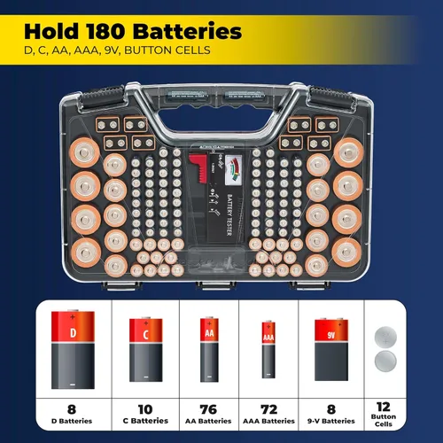 Miniatura 2 de Ontel Battery Daddy - Estuche de almacenamiento y organizador con probador, almacena y protege hasta 180 baterías, doble cara, diseño duradero
