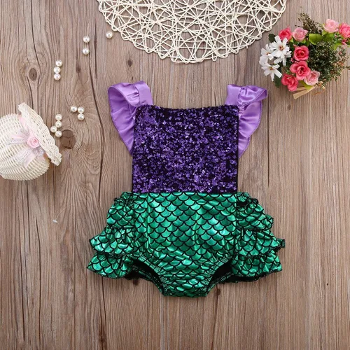 Miniatura 2 de Enterizo de sirena con lentejuelas para bebé niña, Morado
