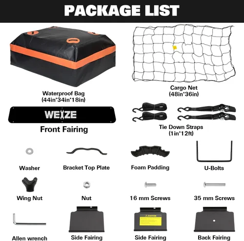 Miniatura 4 de WEIZE Portaequipajes de techo resistente de 54" x 34", cesta de carga para techo con bolsa impermeable, correa de sujeción, red, extensión