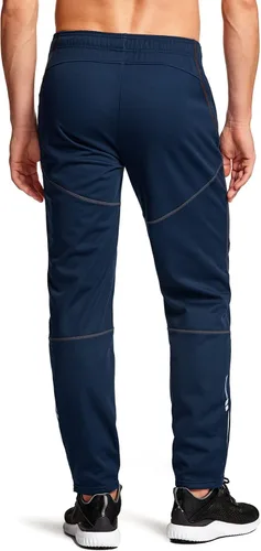 Miniatura 3 de TSLA Pantalones de ciclismo térmicos a prueba de viento para hombre, pantalones de ciclismo con forro polar, pantalones de ciclismo para exteriores