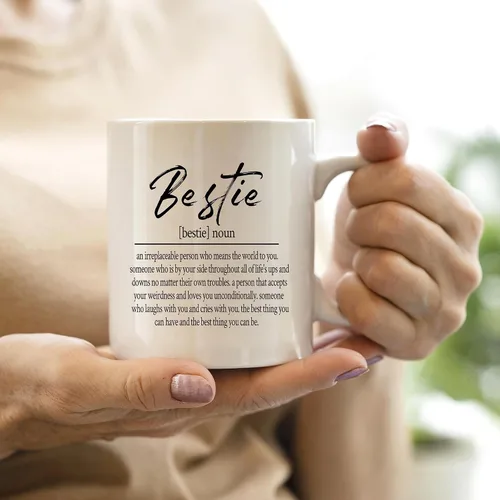 Miniatura 2 de QASHWEY Taza de café con texto en inglés «Bestie Definition», «Best Friend», mejor amiga, mejor amiga, hermana del alma, regalos para mujeres