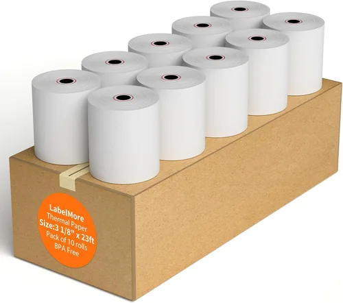 Miniatura 10 de LabelMore - Rollos de papel térmico de 2 1/4 pulgadas x 50 pies, rollos de papel térmico para tarjetas de crédito, rollo de caja registradora, papel
