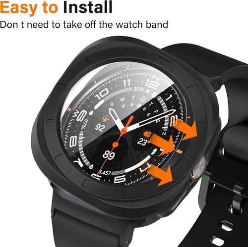 Miniatura 3 de Amizee Paquete de 2 fundas protectoras de pantalla compatibles con Samsung Galaxy Watch Ultra (2025/2024) de 1.772 pulgadas, con protector de negro