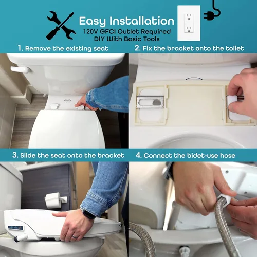 Miniatura 7 de BidetMate Accesorio de bidé térmico serie 2000 para inodoro con agua calentada ilimitada, control remoto inalámbrico, desodorante y secadora de aire