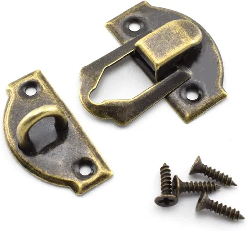 Miniatura 3 de SDTC Tech Paquete de 4 cerrojos decorativos de bronce antiguo retro con tornillos a juego para cajones de gabinete, manualidades de madera