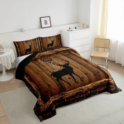Miniatura 5 de Feelyou juego de ropa de cama con diseño de ciervo para niños y niñas, tamaño twin, con huella de pata de ciervo, juego de edredón ultra suave