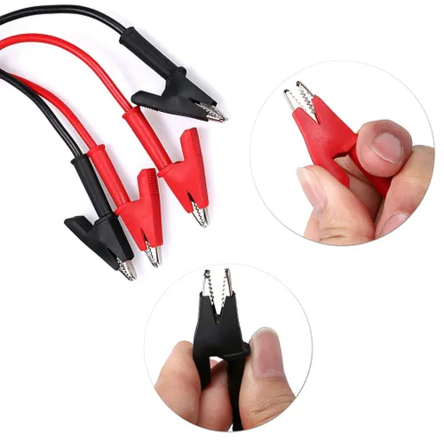Miniatura 3 de 2 cables de clip de cocodrilo de doble extremo de 1000 V para pruebas eléctricas, 3.3 pies, cables de prueba con pinzas de cocodrilo y cables