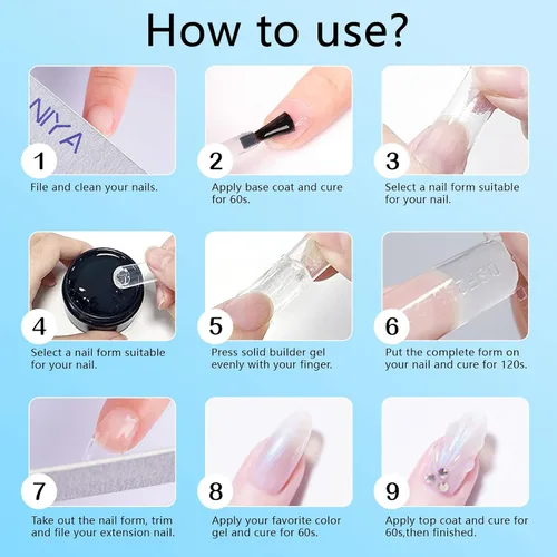 Miniatura 7 de Constructor de gel sólido para uñas, 1.76 oz de gran capacidad, transparente, antiadherente, 3D, para arte de uñas, extensión de uñas, gel duro