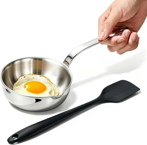 Mini sartén para huevos, sartén para tortilla de acero inoxidable 304, sartén para salsa de 5.1 pulgadas, mini sartén para calentar mantequilla,