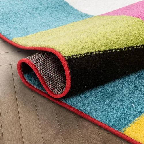 Miniatura 10 de Felpudo pequeño de Well Woven para habitación infantil, cocina. Suave y duradero de estilo moderno, diseño Daisy Flowers, con detalles en azul.